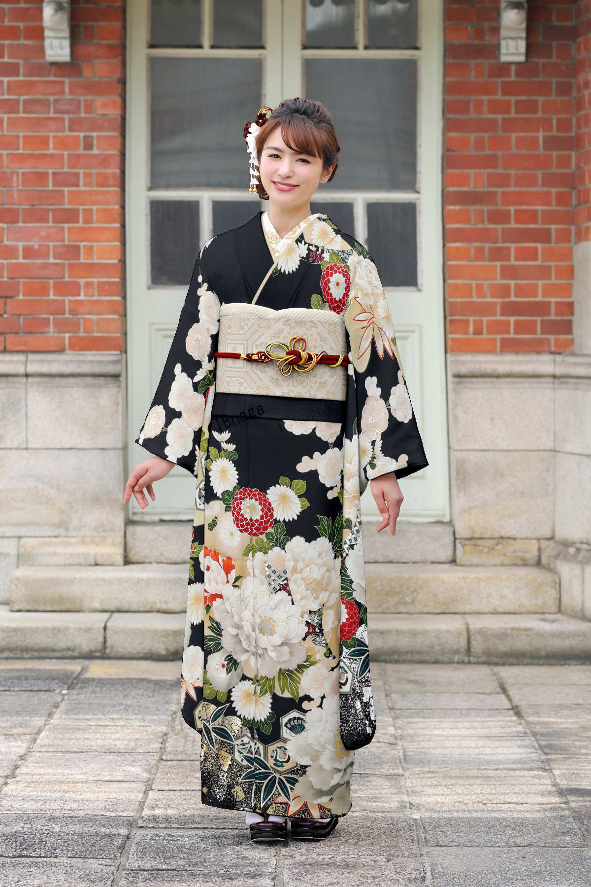 白地 シック 振袖フルセット 白地シルバーシック小花振袖フルセット